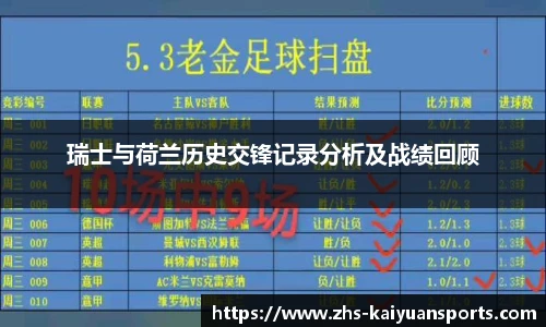 瑞士与荷兰历史交锋记录分析及战绩回顾